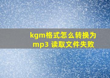 kgm格式怎么转换为mp3 读取文件失败